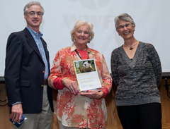 Adrienne Mars receives the WWF Gold Panda Award from Jim Leape,: WWF International Director General: and Yolanda Kakabadse, WWF International President. © WWF-Canon / Richard Stonehouse